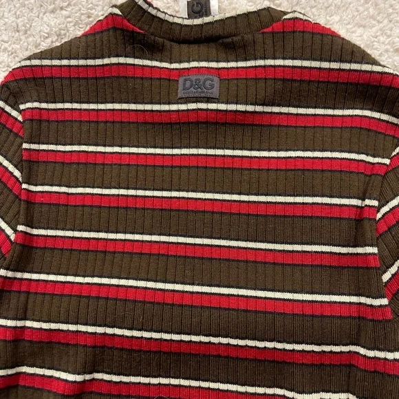 Dolce & Gabbana, Ribbed Sweater, Vintage, Brown, red and cream, size 42/56